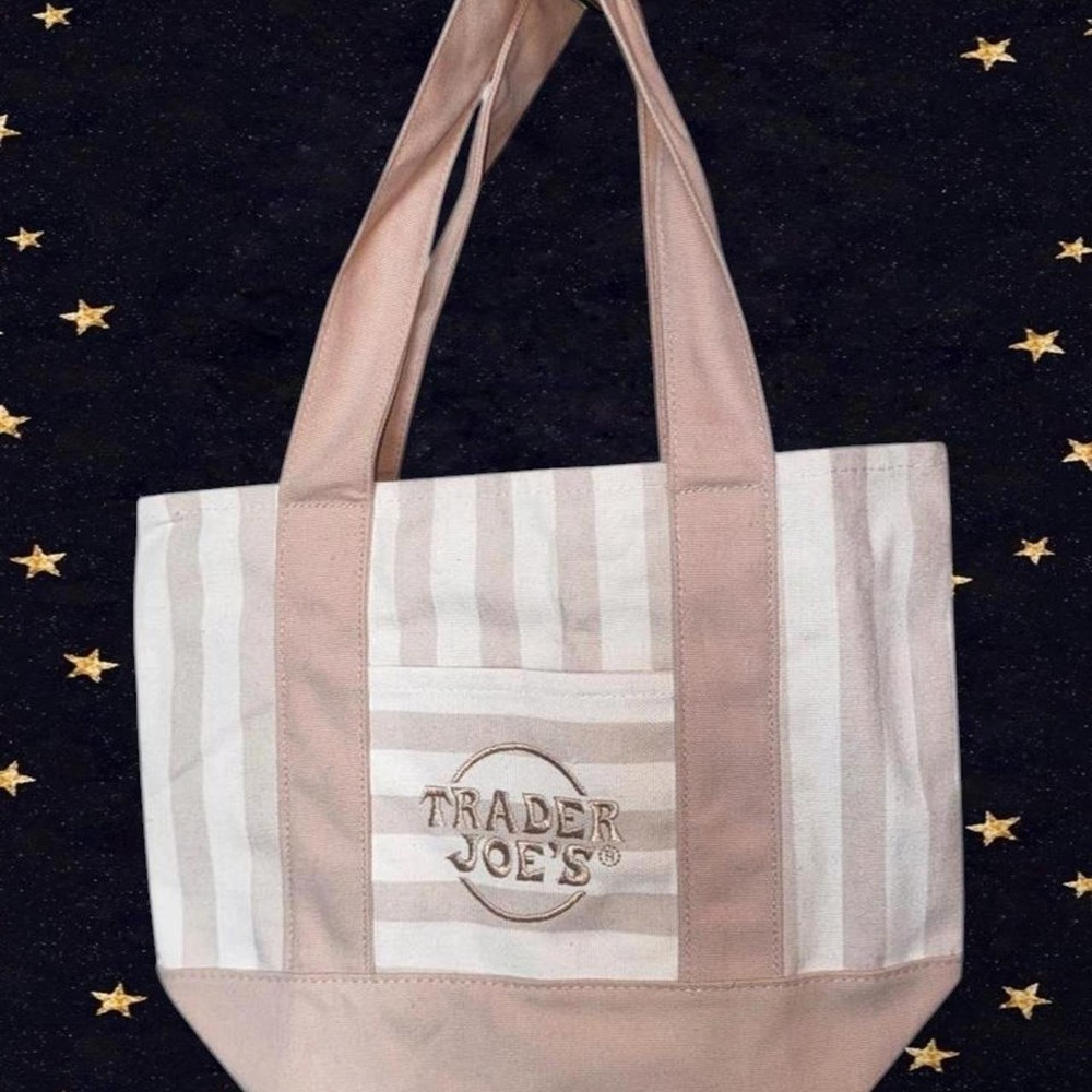 ⭐️Limited edition ⭐️ Brown striped mini Trader Joe's canvas tote bag